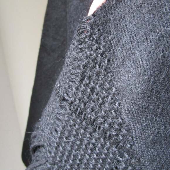 Black wool shawl blanket. 23x64inch warm sturdy scratchy wool. - Picture 7 of 15